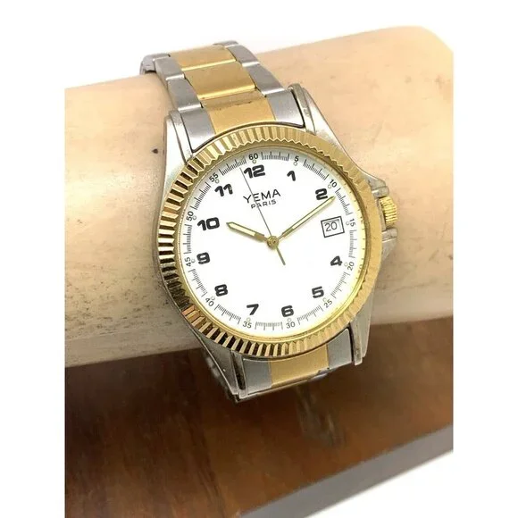 Yema Paris Unisex Watch YE159 Quartz White Dial Two Tone Stainless